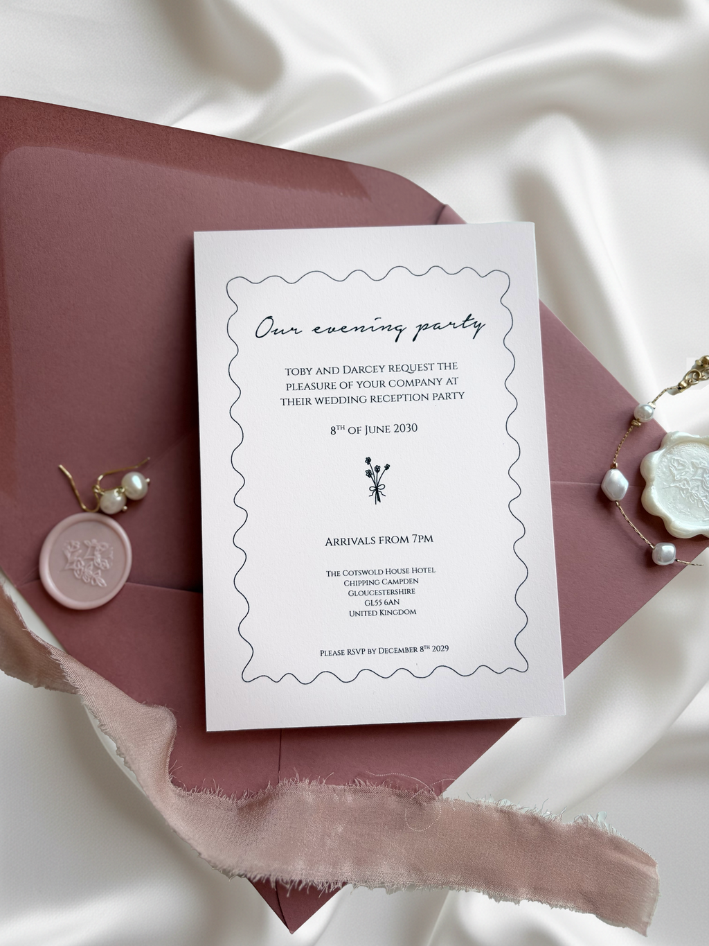 Jolie Fleur Evening Wedding Invitation